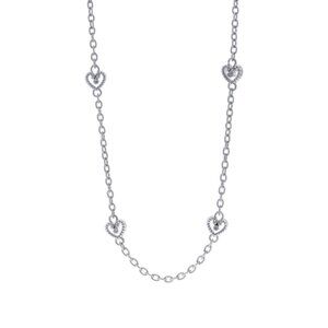 Judith Ripka Cubic Zirconia Heart Station Necklace 35 1/2" - 925 Sterling Chain